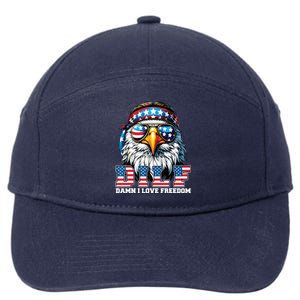 Dilf Damn I Love Freedom Eagle Funny Patriotic 4th Of July 7-Panel Snapback Hat