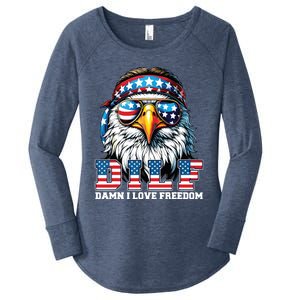 Dilf Damn I Love Freedom Eagle Funny Patriotic 4th Of July Women's Perfect Tri Tunic Long Sleeve Shirt