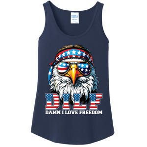 Dilf Damn I Love Freedom Eagle Funny Patriotic 4th Of July Ladies Essential Tank