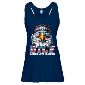 Dilf Damn I Love Freedom Eagle Funny Patriotic 4th Of July Ladies Essential Flowy Tank