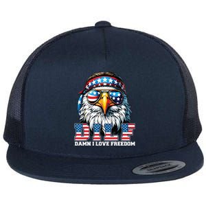 Dilf Damn I Love Freedom Eagle Funny Patriotic 4th Of July Flat Bill Trucker Hat