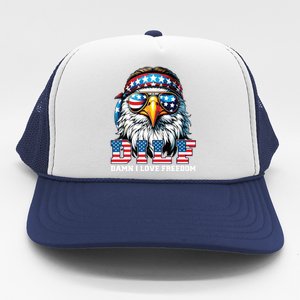 Dilf Damn I Love Freedom Eagle Funny Patriotic 4th Of July Trucker Hat