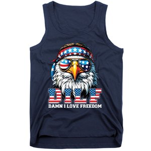 Dilf Damn I Love Freedom Eagle Funny Patriotic 4th Of July Tank Top