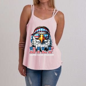 Dilf Damn I Love Freedom Eagle Funny Patriotic 4th Of July Women's Strappy Tank