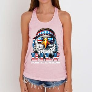 Dilf Damn I Love Freedom Eagle Funny Patriotic 4th Of July Women's Knotted Racerback Tank