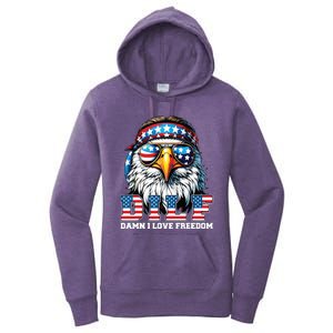 Dilf Damn I Love Freedom Eagle Funny Patriotic 4th Of July Women's Pullover Hoodie