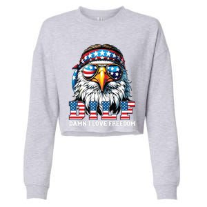 Dilf Damn I Love Freedom Eagle Funny Patriotic 4th Of July Cropped Pullover Crew