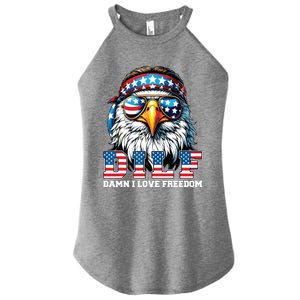 Dilf Damn I Love Freedom Eagle Funny Patriotic 4th Of July Women's Perfect Tri Rocker Tank