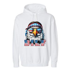 Dilf Damn I Love Freedom Eagle Funny Patriotic 4th Of July Garment-Dyed Fleece Hoodie