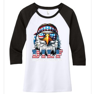 Dilf Damn I Love Freedom Eagle Funny Patriotic 4th Of July Women's Tri-Blend 3/4-Sleeve Raglan Shirt