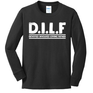 D.I.L.F Devoted Involved Loving Father Dad Shirt Papa Kids Long Sleeve Shirt