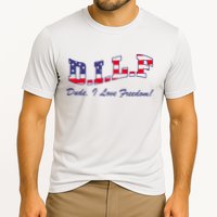DILF Dude I Love Freedom Funny USA 4th July Flag Party Free Cooling Performance Crew T-Shirt