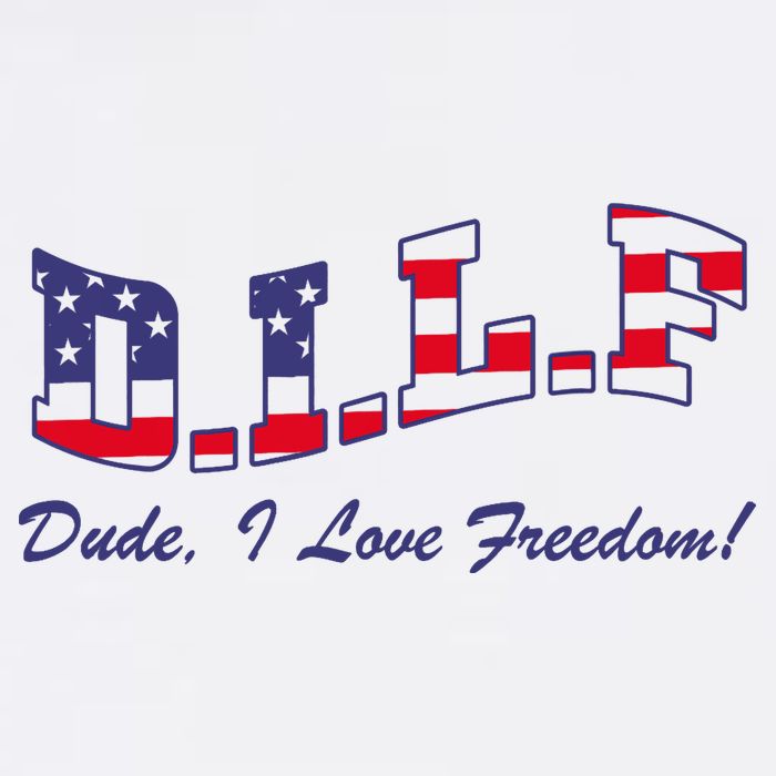 DILF Dude I Love Freedom Funny USA 4th July Flag Party Free Cooling Performance Crew T-Shirt