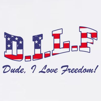DILF Dude I Love Freedom Funny USA 4th July Flag Party Free T-Shirt
