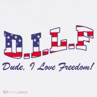 DILF Dude I Love Freedom Funny USA 4th July Flag Party Free Tall T-Shirt