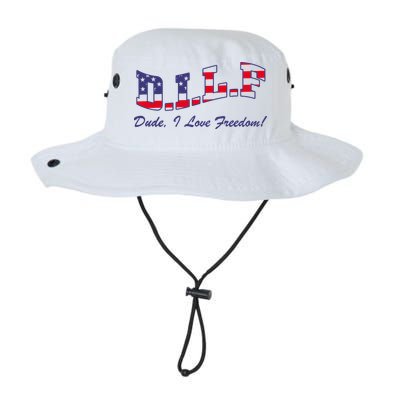 DILF Dude I Love Freedom Funny USA 4th July Flag Party Free Bucket Hat
