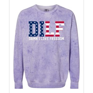 DILF Damn I Love Freedom USA Colorblast Crewneck Sweatshirt