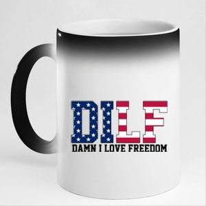 DILF Damn I Love Freedom USA 11oz Black Color Changing Mug