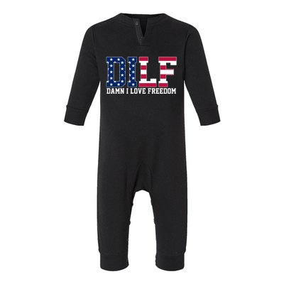 DILF Damn I Love Freedom USA Infant Fleece One Piece