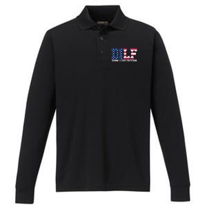 DILF Damn I Love Freedom USA Performance Long Sleeve Polo