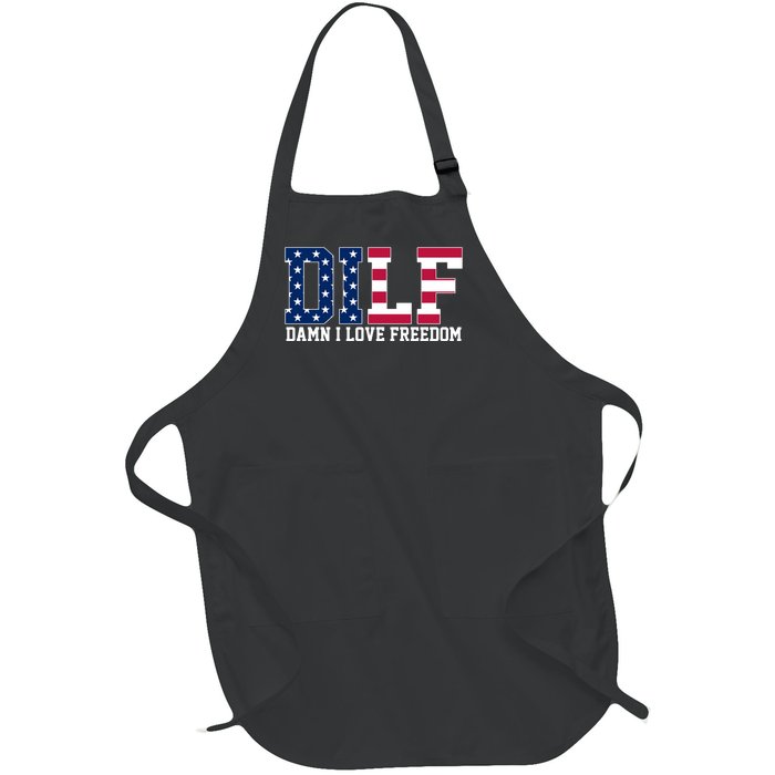 DILF Damn I Love Freedom USA Full-Length Apron With Pockets