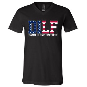 DILF Damn I Love Freedom USA V-Neck T-Shirt