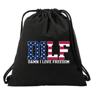 DILF Damn I Love Freedom USA Drawstring Bag