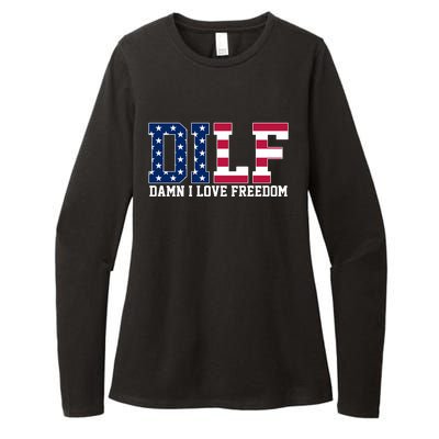 DILF Damn I Love Freedom USA Womens CVC Long Sleeve Shirt