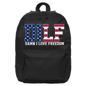 DILF Damn I Love Freedom USA 16 in Basic Backpack