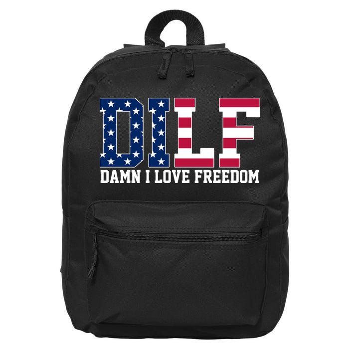 DILF Damn I Love Freedom USA 16 in Basic Backpack