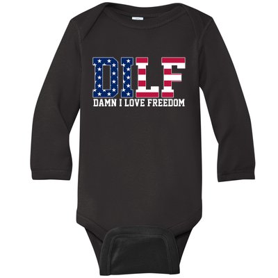 DILF Damn I Love Freedom USA Baby Long Sleeve Bodysuit