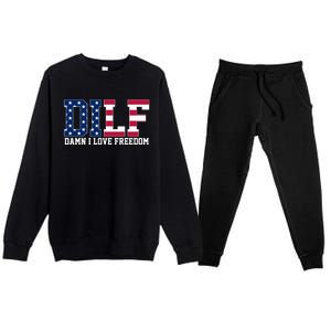 DILF Damn I Love Freedom USA Premium Crewneck Sweatsuit Set