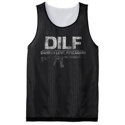 DILF Damn I Love Firearms Funny Mesh Reversible Basketball Jersey Tank