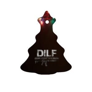 DILF Damn I Love Firearms Funny Ceramic Tree Ornament