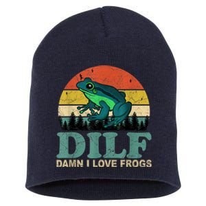 Dilf Damn I Love Frogs Short Acrylic Beanie