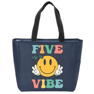 Five Is A Vibe 5th Birthday Smile Face Hippie Zip Tote Bag