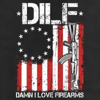 DILF Damn I Love Firearms Distressed USA American Flag 11oz C Handle Ceramic Mug