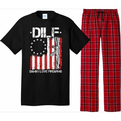 DILF Damn I Love Firearms Distressed USA American Flag Pajama Set