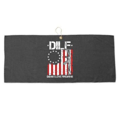 DILF Damn I Love Firearms Distressed USA American Flag Large Microfiber Waffle Golf Towel