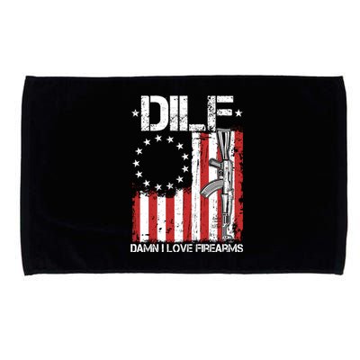 DILF Damn I Love Firearms Distressed USA American Flag Microfiber Hand Towel