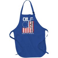 DILF Damn I Love Firearms Distressed USA American Flag Full-Length Apron With Pockets