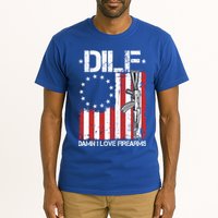 DILF Damn I Love Firearms Distressed USA American Flag Tall T-Shirt