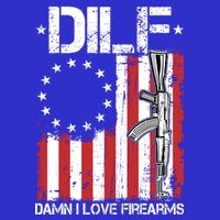 DILF Damn I Love Firearms Distressed USA American Flag Button