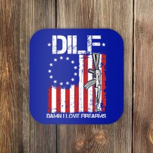 DILF Damn I Love Firearms Distressed USA American Flag Coaster