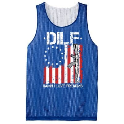 DILF Damn I Love Firearms Distressed USA American Flag Mesh Reversible Basketball Jersey Tank