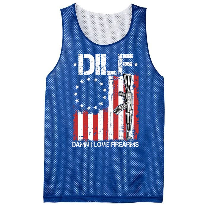 DILF Damn I Love Firearms Distressed USA American Flag Mesh Reversible Basketball Jersey Tank