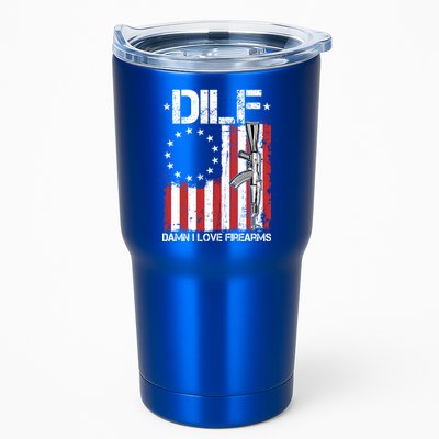 DILF Damn I Love Firearms Distressed USA American Flag Tumbler