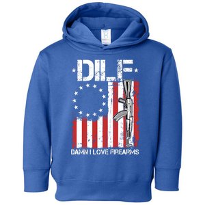 DILF Damn I Love Firearms Distressed USA American Flag Toddler Hoodie