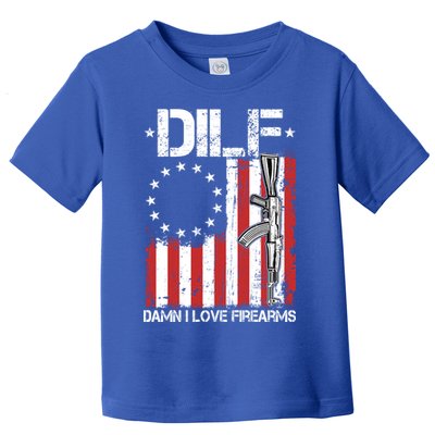 DILF Damn I Love Firearms Distressed USA American Flag Toddler T-Shirt