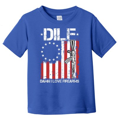 DILF Damn I Love Firearms Distressed USA American Flag Toddler T-Shirt